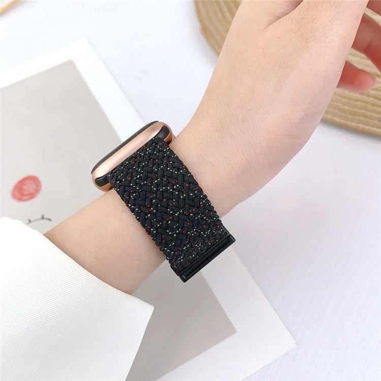 For Apple Watch Series 10 42mm / 9 8 7 41mm / SE (2023) SE (2022) SE 6 5 4 40mm / 3 2 1 38mm Nylon Strap Replacement - Starlight Black