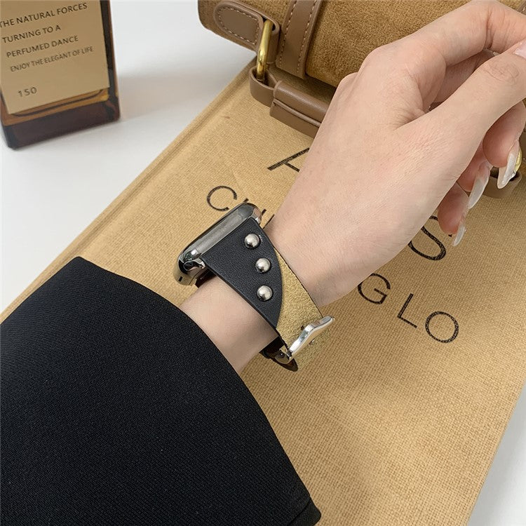 For Apple Watch Series 10 42mm / 9 8 7 41mm / SE (2023) SE (2022) SE 6 5 4 40mm / 3 2 1 38mm Plush Splicing Watch Straps - Light Brown