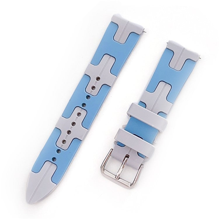 For Samsung Galaxy Watch FE 40mm / Watch6 / Watch6 Classic / Huawei Watch GT 4 41mm Silicone 20mm Watch Band - Baby Blue / White