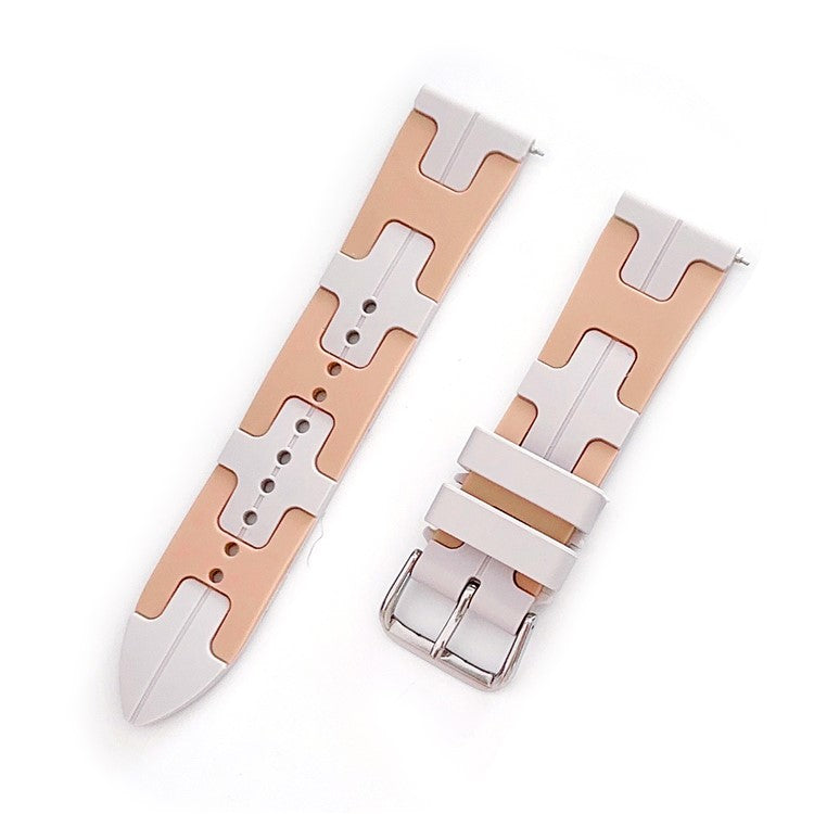 For Samsung Galaxy Watch FE 40mm / Watch6 / Watch6 Classic / Huawei Watch GT 4 41mm Silicone 20mm Watch Band - Pink / White