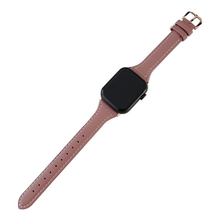 For Apple Watch Series 10 42mm / 9 8 7 41mm / SE (2023) SE (2022) SE 6 5 4 40mm / 3 2 1 38mm PU Leather Watch Band - Pink