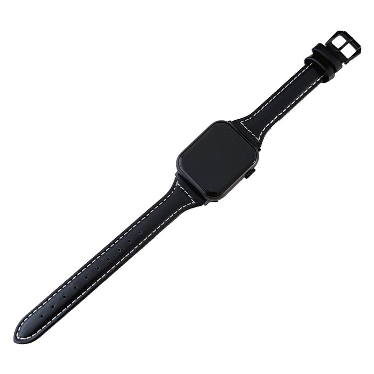 For Apple Watch Series 10 42mm / 9 8 7 41mm / SE (2023) SE (2022) SE 6 5 4 40mm / 3 2 1 38mm PU Leather Watch Band - Black