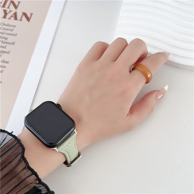 For Apple Watch Series 10 42mm / 9 8 7 41mm / SE (2023) SE (2022) SE 6 5 4 40mm / 3 2 1 38mm PU Leather Watch Band - Black