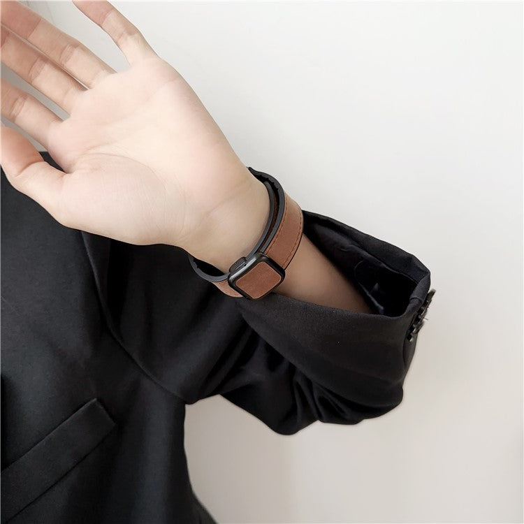 PU Leather Strap for Apple Watch Series 10 42mm / 9 8 7 41mm / SE (2023) SE (2022) SE 6 5 4 40mm / 3 2 1 38mm Magnetic Buckle Band - Army Green