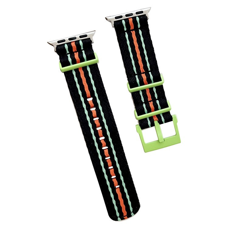 For Apple Watch 10 46mm / Ultra 2 / Ultra 49mm / 9 8 7 45mm / SE (2023) SE (2022) SE 6 5 4 44mm / 3 2 1 42mm Nylon Watch Strap - Black / Green