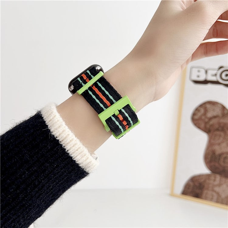 For Apple Watch 10 46mm / Ultra 2 / Ultra 49mm / 9 8 7 45mm / SE (2023) SE (2022) SE 6 5 4 44mm / 3 2 1 42mm Nylon Watch Strap - Black / Green
