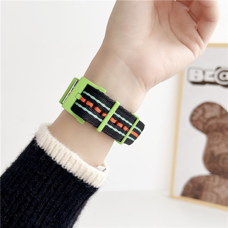 For Apple Watch 10 46mm / Ultra 2 / Ultra 49mm / 9 8 7 45mm / SE (2023) SE (2022) SE 6 5 4 44mm / 3 2 1 42mm Nylon Watch Strap - Black / Green