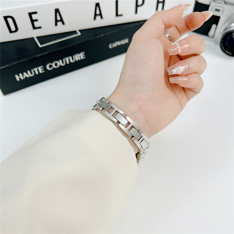 Watch Band for Apple Watch 10 46mm / Ultra 2 / Ultra 49mm / 9 8 7 45mm / SE (2023) SE (2022) SE 6 5 4 44mm / 3 2 1 42mm Rhinestone Decor Strap - Gold