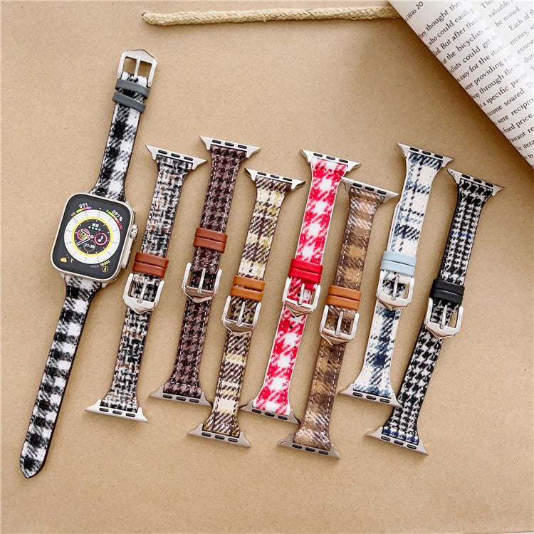 For Apple Watch Series 10 42mm / 9 8 7 41mm / SE (2023) SE (2022) SE 6 5 4 40mm / 3 2 1 38mm Woolen Watch Band - Fine Black / White