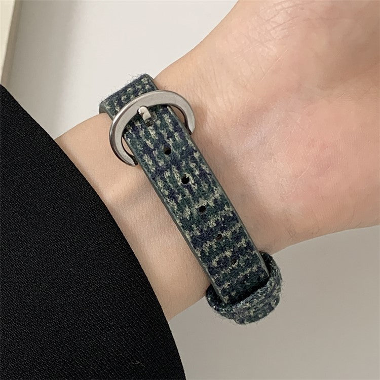 For Apple Watch Series 10 42mm / 9 8 7 41mm / SE (2023) SE (2022) SE 6 5 4 40mm / 3 2 1 38mm Woolen Replacement Band - Dark Green