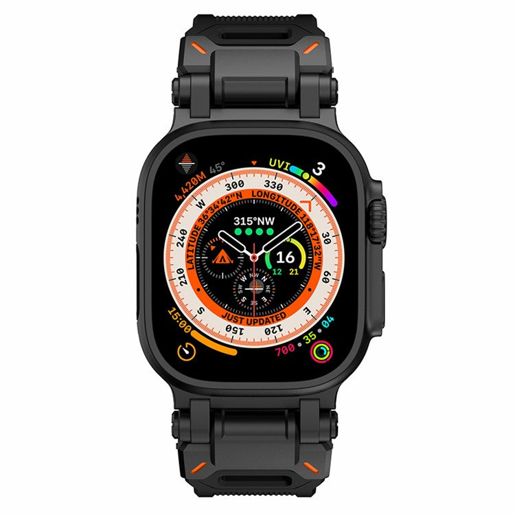 For Apple Watch 10 46mm / Ultra 2 / Ultra 49mm / 9 8 7 45mm / SE (2023) SE (2022) SE 6 5 4 44mm / 3 2 1 42mm Silicone Strap - All Black