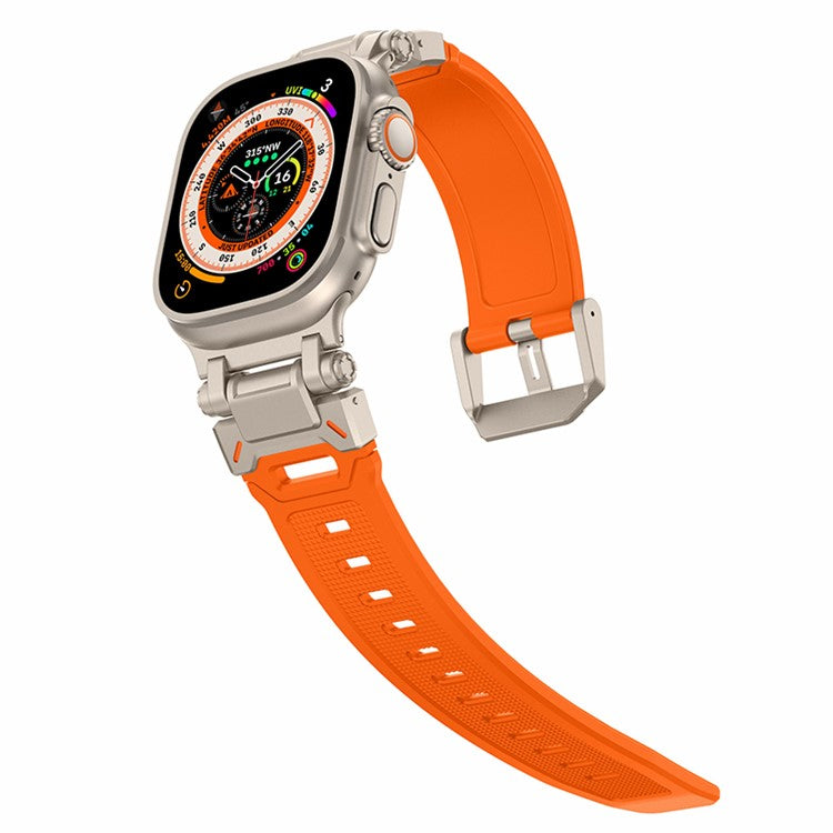 For Apple Watch 10 46mm / Ultra 2 / Ultra 49mm / 9 8 7 45mm / SE (2023) SE (2022) SE 6 5 4 44mm / 3 2 1 42mm Silicone Strap - Titanium+Orange