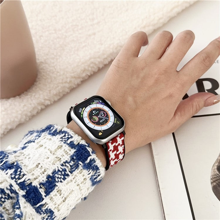 For Apple Watch 10 46mm / Ultra 2 / Ultra 49mm / 9 8 7 45mm / SE (2023) SE (2022) SE 6 5 4 44mm / 3 2 1 42mm Nylon+Silicone Strap - Black+White