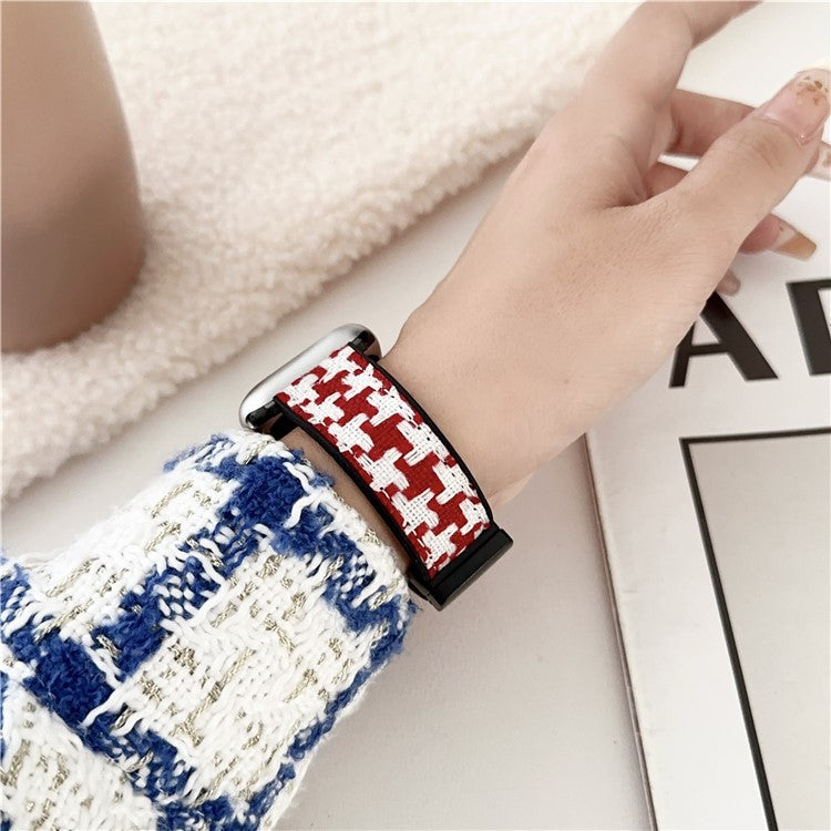 For Apple Watch 10 46mm / Ultra 2 / Ultra 49mm / 9 8 7 45mm / SE (2023) SE (2022) SE 6 5 4 44mm / 3 2 1 42mm Nylon+Silicone Strap - Black+White