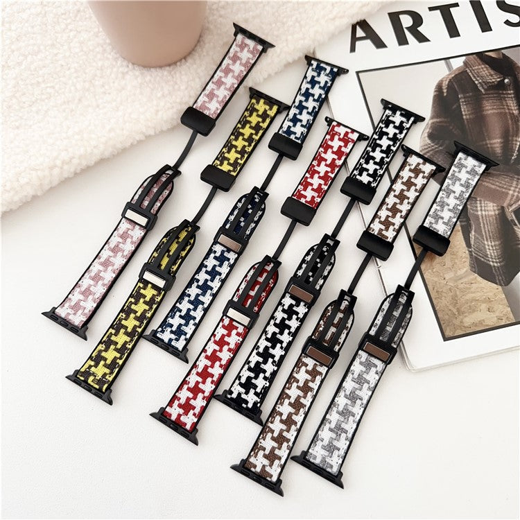 For Apple Watch 10 46mm / Ultra 2 / Ultra 49mm / 9 8 7 45mm / SE (2023) SE (2022) SE 6 5 4 44mm / 3 2 1 42mm Nylon+Silicone Strap - Yellow+Black