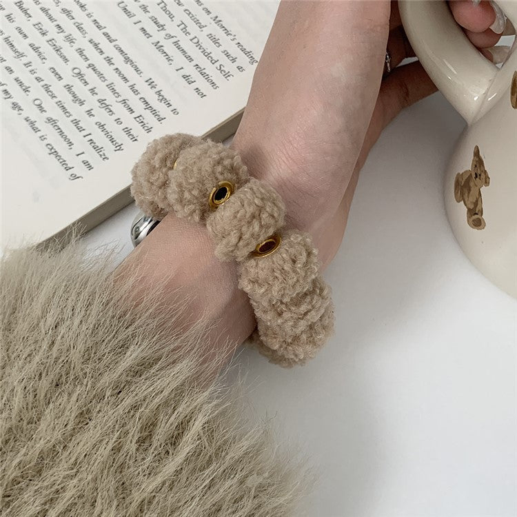 For Apple Watch Series 10 42mm / 9 8 7 41mm / SE (2023) SE (2022) SE 6 5 4 40mm / 3 2 1 38mm Soft Plush Band - Khaki