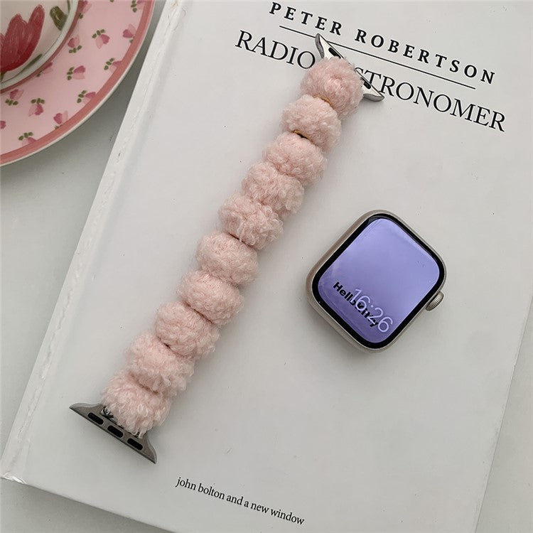 For Apple Watch Series 10 42mm / 9 8 7 41mm / SE (2023) SE (2022) SE 6 5 4 40mm / 3 2 1 38mm Soft Plush Band - Pink