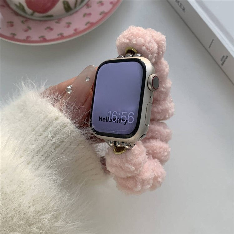 For Apple Watch Series 10 42mm / 9 8 7 41mm / SE (2023) SE (2022) SE 6 5 4 40mm / 3 2 1 38mm Soft Plush Band - Pink