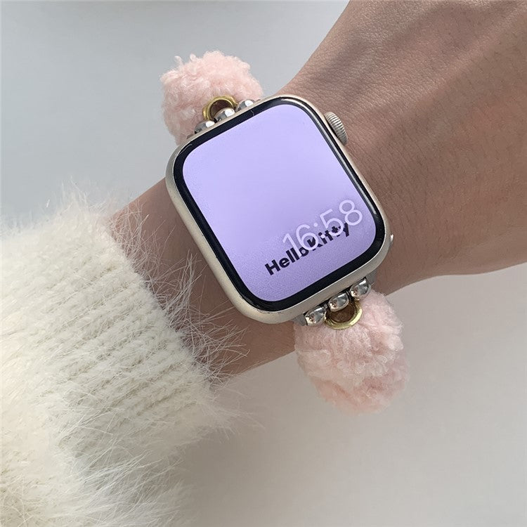 For Apple Watch Series 10 42mm / 9 8 7 41mm / SE (2023) SE (2022) SE 6 5 4 40mm / 3 2 1 38mm Soft Plush Band - Pink
