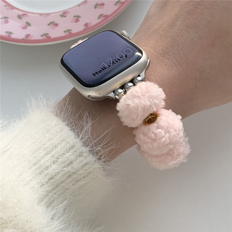 For Apple Watch Series 10 42mm / 9 8 7 41mm / SE (2023) SE (2022) SE 6 5 4 40mm / 3 2 1 38mm Soft Plush Band - Pink