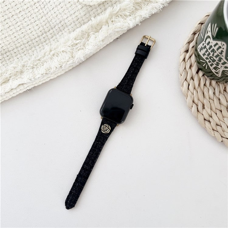 For Apple Watch Series 10 42mm / 9 8 7 41mm / SE (2023) SE (2022) SE 6 5 4 40mm / 3 2 1 38mm PU Leather Strap Replacement - Black