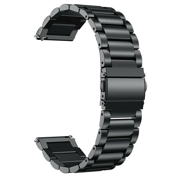 For Garmin Vivoactive 4 Replacement Wrist Strap Stylish 3-Bead 316L Stainless Steel 22mm Watch Band - Black