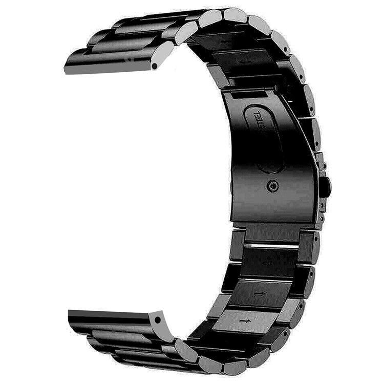 For Garmin Vivoactive 4 Replacement Wrist Strap Stylish 3-Bead 316L Stainless Steel 22mm Watch Band - Black