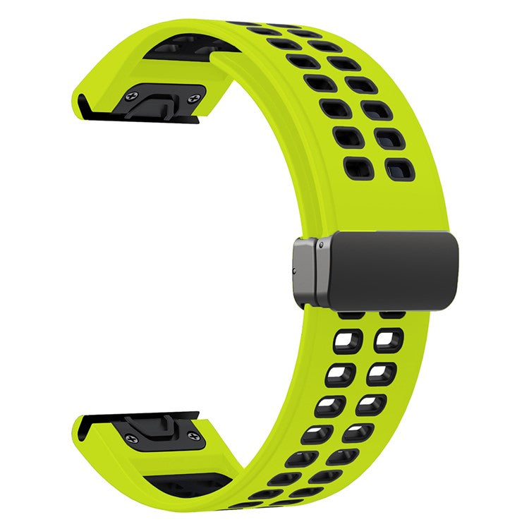 For Garmin Fenix 7 Pro / Fenix 7 Replacement Band 22mm Silicone Strap with Magnetic Buckle - Lime+Black
