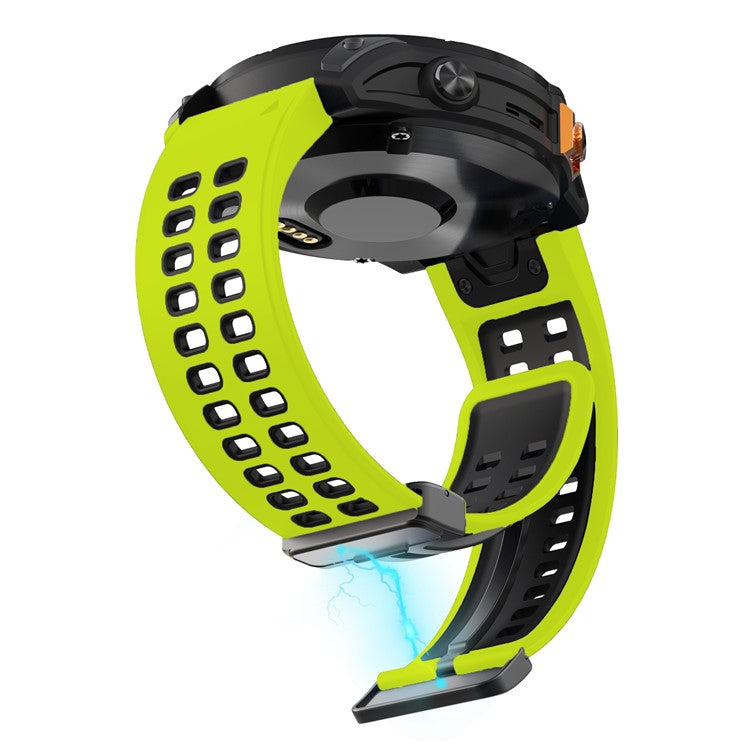 For Garmin Fenix 7 Pro / Fenix 7 Replacement Band 22mm Silicone Strap with Magnetic Buckle - Lime+Black