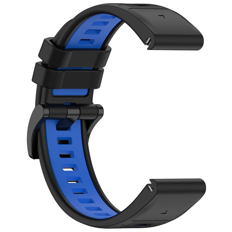For Garmin Fenix 7 / 7 Pro / 6 / 6 Pro QuickFit 22mm Watch Band Dual Color Silicone Strap - Black+Blue