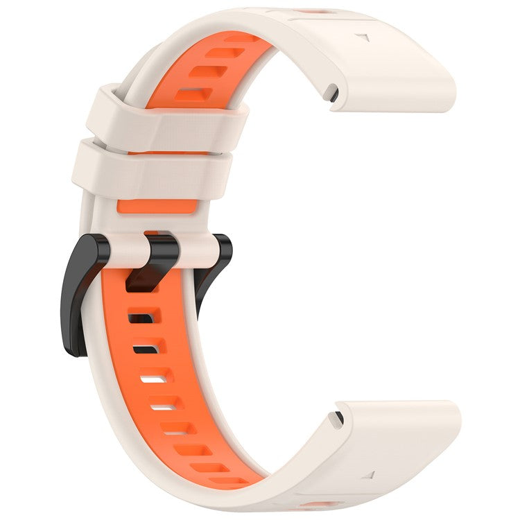 For Garmin Fenix 7 / 7 Pro / 6 / 6 Pro QuickFit 22mm Watch Band Dual Color Silicone Strap - Starlight+Orange