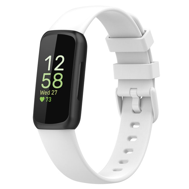 For Fitbit Inspire 3 Silicone Watch Bands Soft Replacement Strap, Size: S - White
