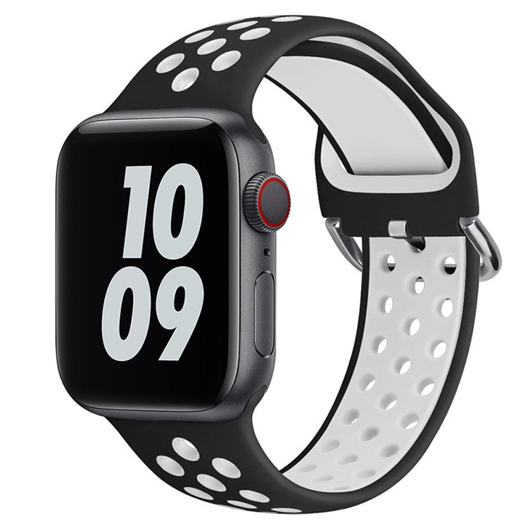 KALEBOL For Apple Watch Series 9 8 7 41mm / 6 5 4 SE (2023) SE (2022) SE 40mm / 3 2 1 38mm Soft Silicone Band - Black+White