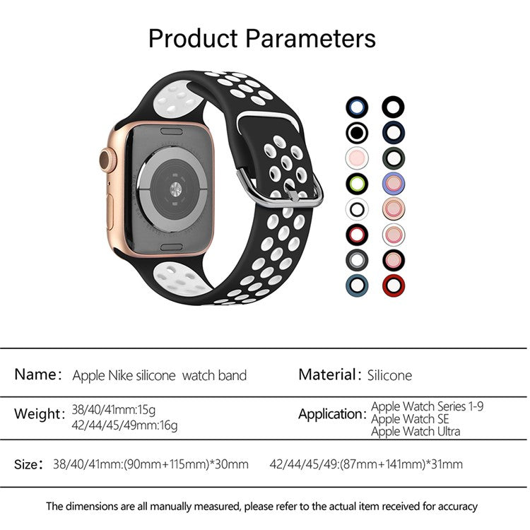 KALEBOL For Apple Watch 10 46mm / Ultra 2 / Ultra 49mm / 9 8 7 45mm / SE (2023) SE (2022) SE 6 5 4 44mm / 3 2 1 42mm Silicone Watch Band - Black+Green
