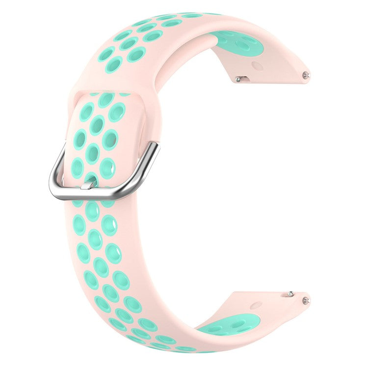 KALEBOL KLB-SSGJ-001 For Samsung Galaxy Watch6 Classic 47mm 43mm Silicone Watch Band 20mm Dual Color - Light Pink+Teal Green
