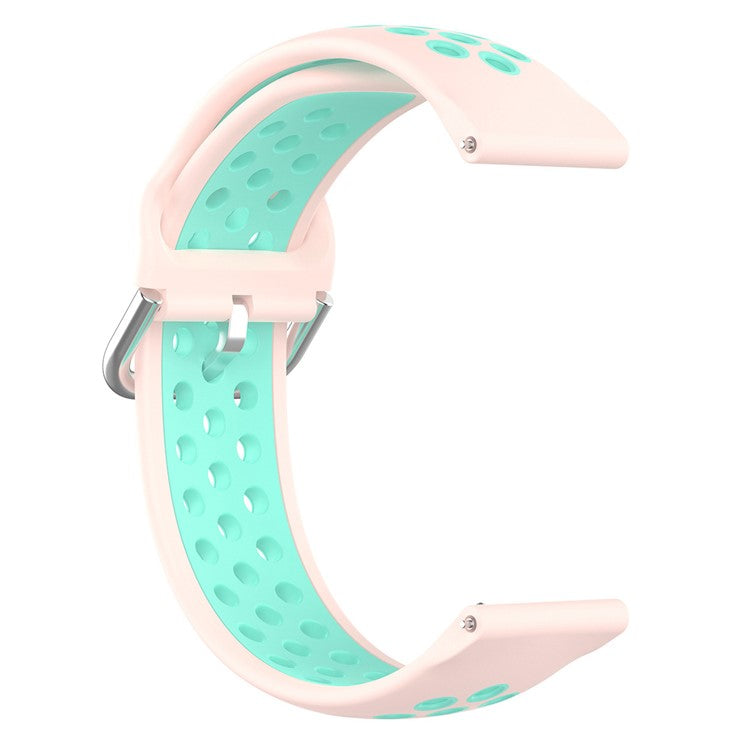 KALEBOL KLB-SSGJ-001 For Samsung Galaxy Watch6 Classic 47mm 43mm Silicone Watch Band 20mm Dual Color - Light Pink+Teal Green