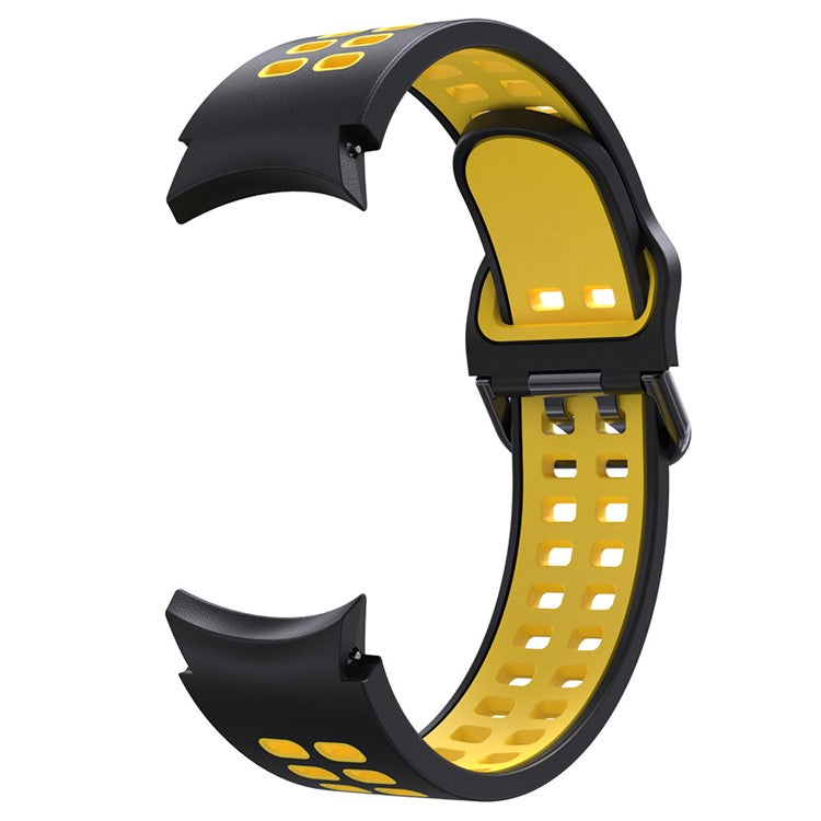 KALEBOL KLB-SSGJ-001 For Samsung Galaxy Watch FE 40mm / Watch4 / Watch 5 / Watch6 Silicone Watch Band Soft Strap - Black+Yellow