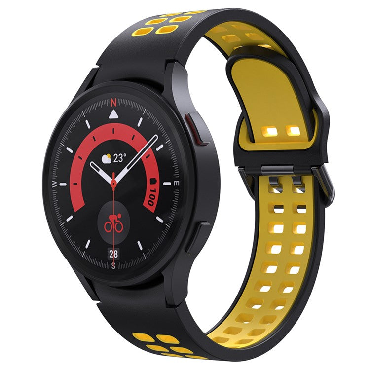 KALEBOL KLB-SSGJ-001 For Samsung Galaxy Watch FE 40mm / Watch4 / Watch 5 / Watch6 Silicone Watch Band Soft Strap - Black+Yellow