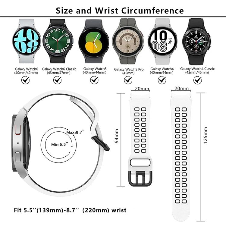 KALEBOL KLB-SSGJ-001 For Samsung Galaxy Watch FE 40mm / Watch4 / Watch 5 / Watch6 Silicone Watch Band Soft Strap - Black+Yellow