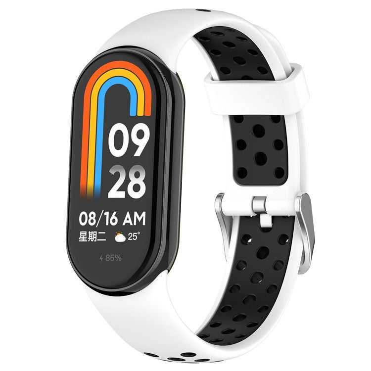 KALEBOL KLB-SSGJ-001 For Xiaomi Smart Band 9 NFC / 9 / 8 NFC / 8 Silicone Watch Band Waterproof Strap - White+Black