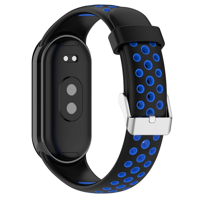 KALEBOL KLB-SSGJ-001 For Xiaomi Smart Band 9 NFC / 9 / 8 NFC / 8 Silicone Watch Band Waterproof Strap - Black+Blue
