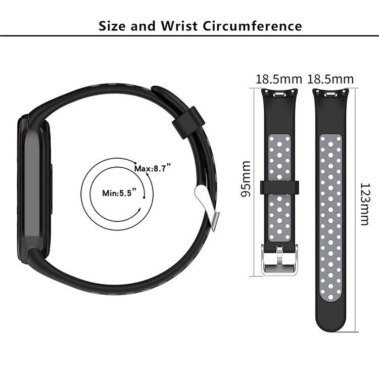 KALEBOL KLB-SSGJ-001 For Xiaomi Smart Band 9 NFC / 9 / 8 NFC / 8 Silicone Watch Band Waterproof Strap - Black+Blue