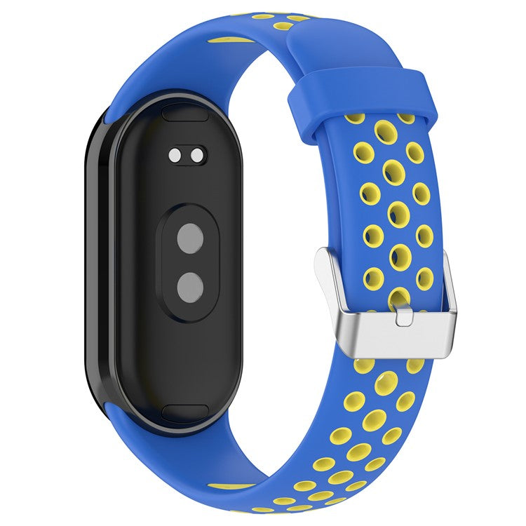 KALEBOL KLB-SSGJ-001 For Xiaomi Smart Band 9 NFC / 9 / 8 NFC / 8 Silicone Watch Band Waterproof Strap - Blue+Yellow