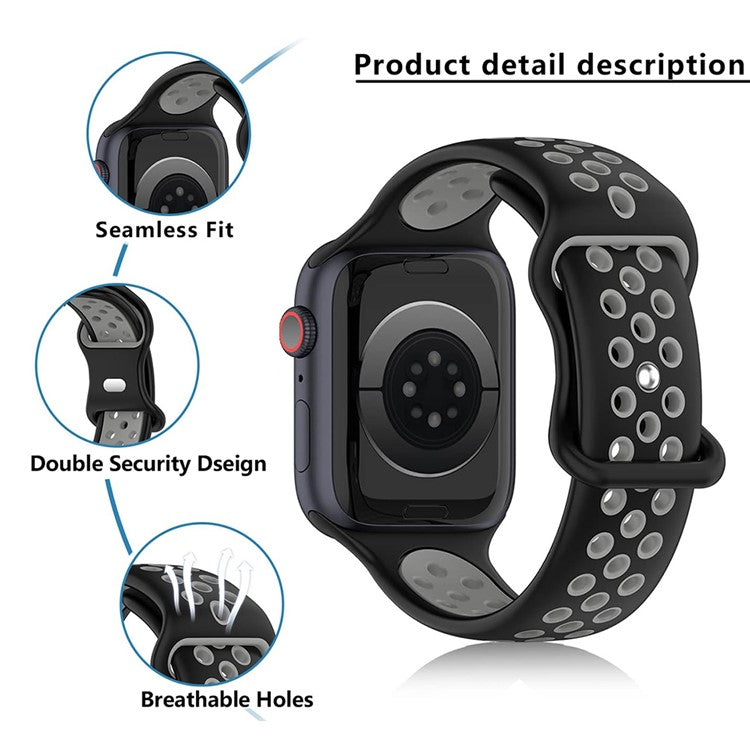 KALEBOL For Apple Watch Series 10 42mm / 9 8 7 41mm / SE (2023) SE (2022) SE 6 5 4 40mm / 3 2 1 38mm Sporty Silicone Watch Band - White+Black