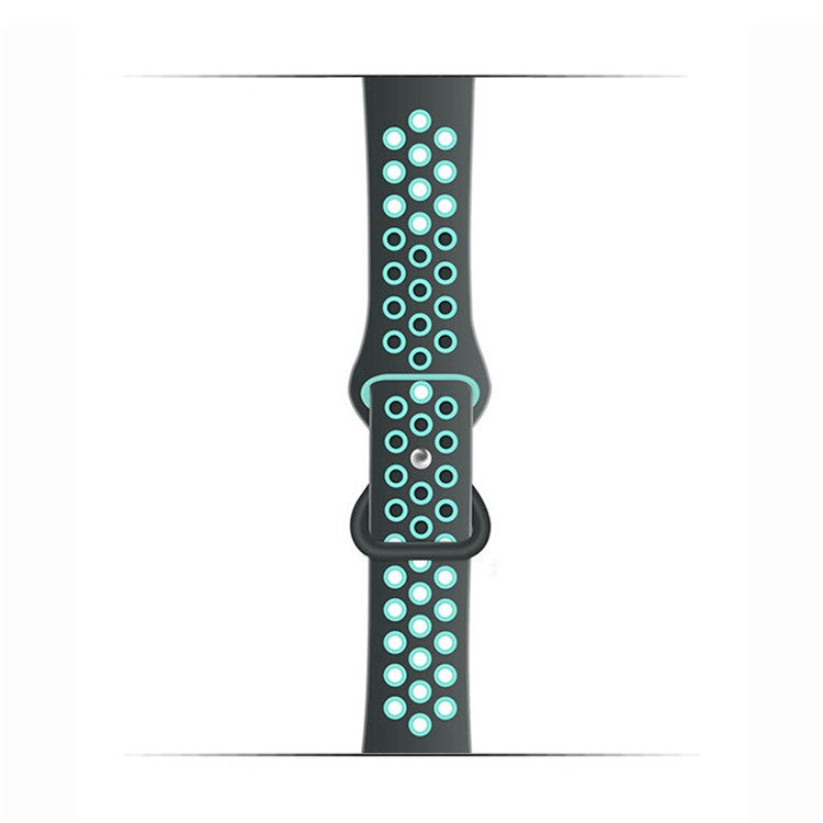 KALEBOL For Apple Watch Series 10 42mm / 9 8 7 41mm / SE (2023) SE (2022) SE 6 5 4 40mm / 3 2 1 38mm Sporty Silicone Watch Band - Grey+Teal Green