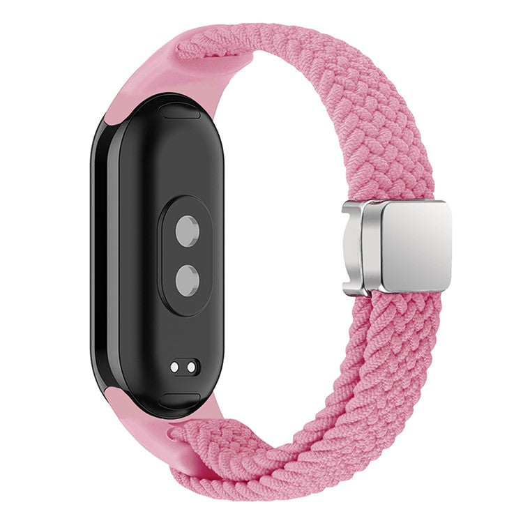 Magnetic Braided Nylon Strap for Xiaomi Smart Band 9 NFC / 9 / 8 NFC / 8 Replacement Watch Band - Pink