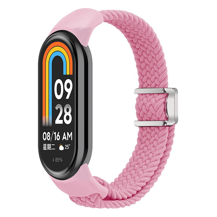 Magnetic Braided Nylon Strap for Xiaomi Smart Band 9 NFC / 9 / 8 NFC / 8 Replacement Watch Band - Pink