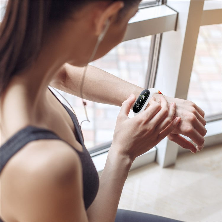 For Xiaomi Mi Band 3 / 4 / 5 / 6 / 7 Braided Nylon Strap Magnetic Watch Band - Dazzle Black