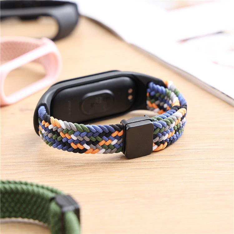 For Xiaomi Mi Band 3 / 4 / 5 / 6 / 7 Braided Nylon Strap Magnetic Watch Band - Dazzle Blue