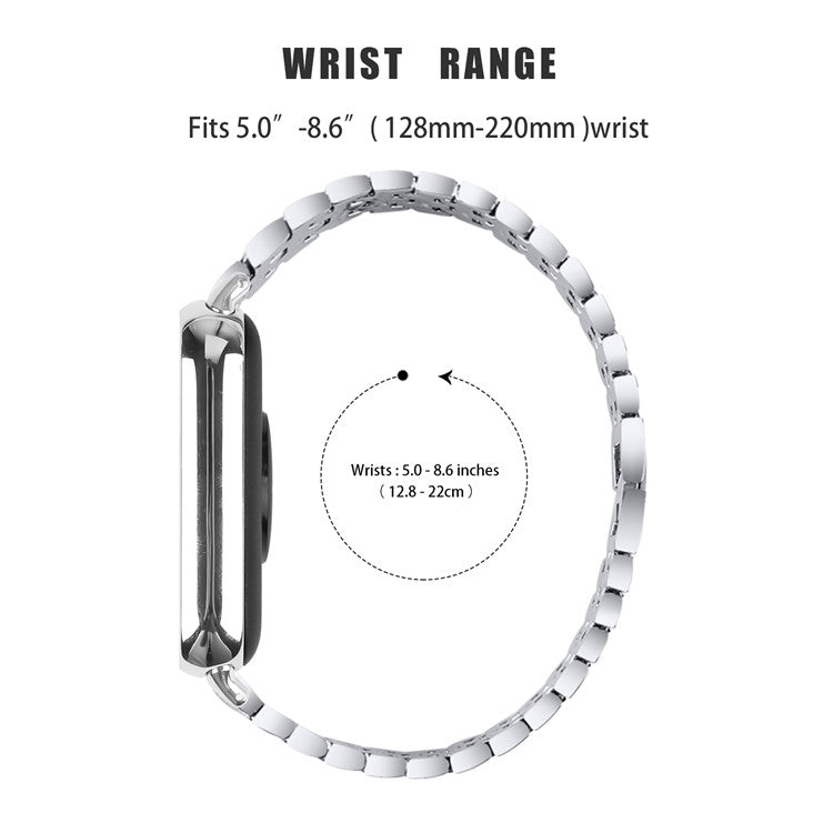 For Xiaomi Smart Band 8 Pro 3 Rows Rhinestone Zinc Alloy Watch Band Women Replacement Strap - Silver+Rose